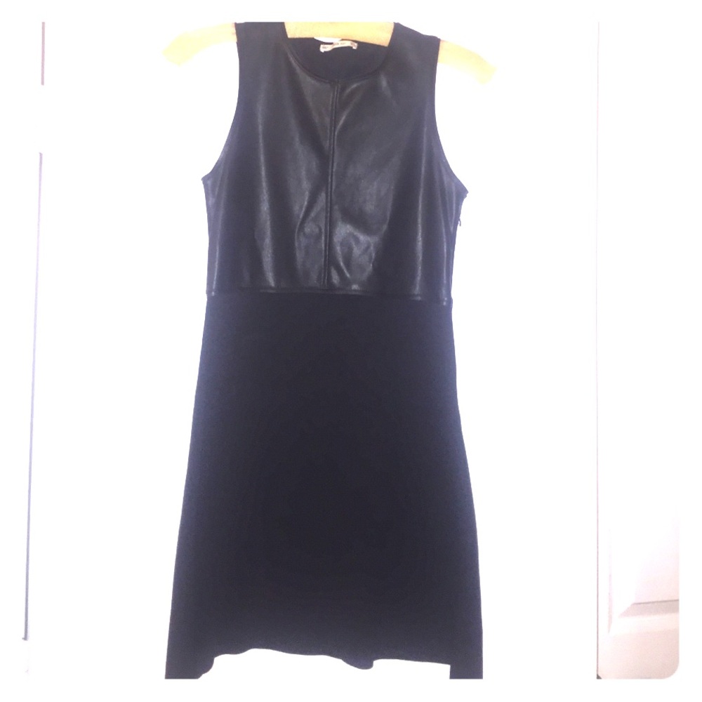 Zara faux leather/stretch knit dress size small